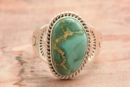 Genuine Battle Mountain Turquoise Nugget Sterling Silver Ring